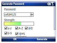 Password generator creates unguessable passwords on Windows Mobile
