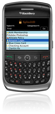 SplashID Password Manager for BlackBerry