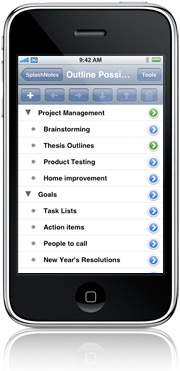 SplashNotes on iPhone