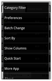 Menu Options