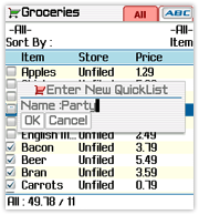Quicklist Menu