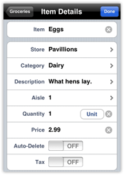 Item Details Dialog